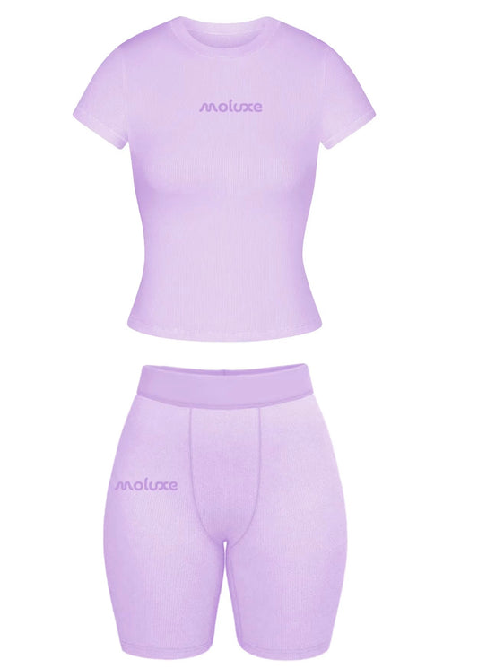 Lavender Biker Short Set