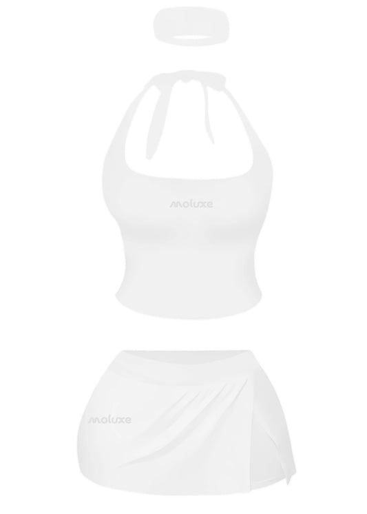 White Tennis Skirt + Headband