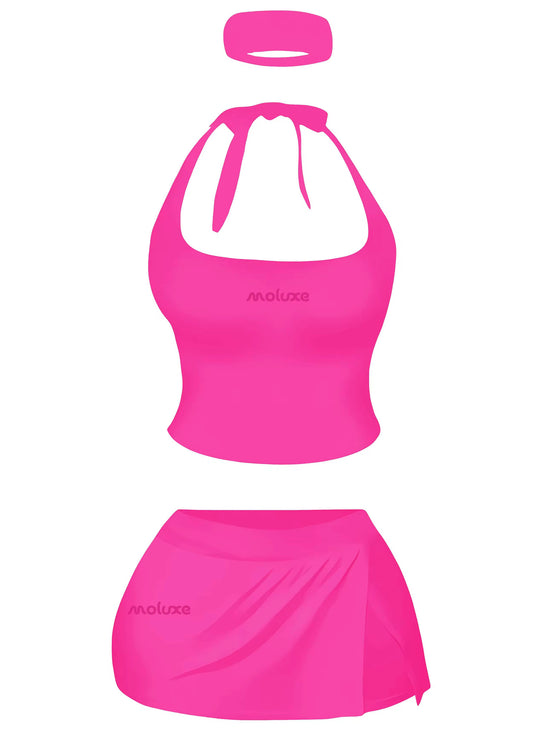 Pink Tennis Skirt + Headband