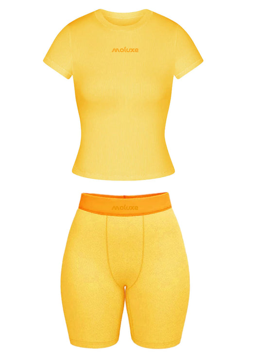 Lemon Drop Biker Short Lounge Set