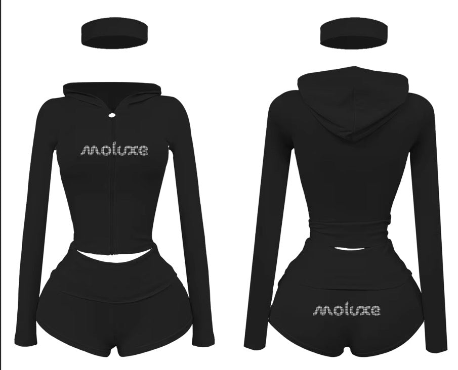 Onyx Rhinestone Short/Sleeve Set
